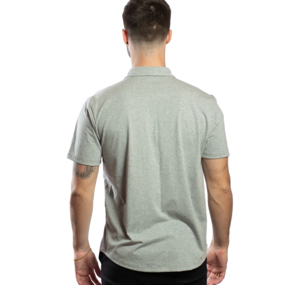 Malha Ecológica Camisa de Botão Masculina Feita de Garrafa Pet Grafite