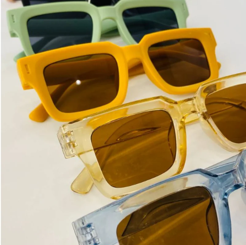 Proteção Uv400 Óculos Quadrado Masculino Feminino Azul Transparente