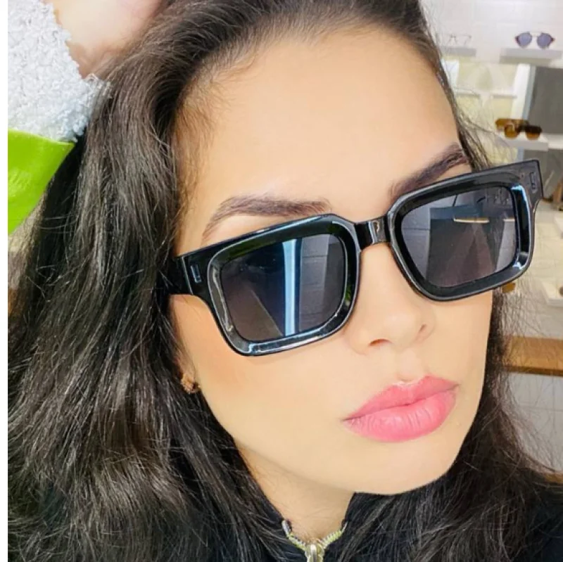 Proteção Uv400 Óculos Quadrado Masculino Feminino Azul Transparente