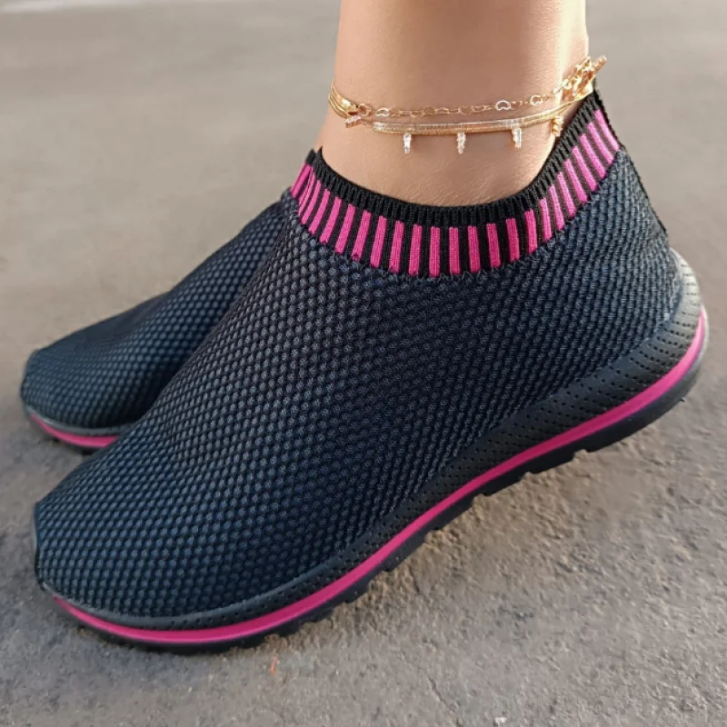 Atividades físicas feminino elástico slip on respirável grafite/tiedye