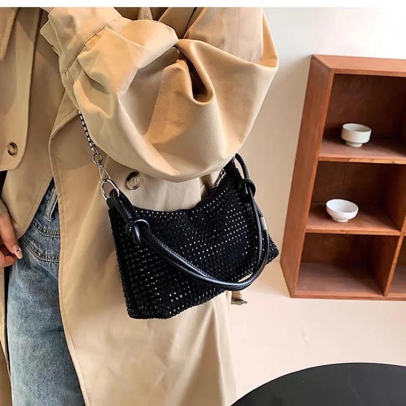 Promoção Bolsa Feminina Transversal Grande de Festa Balada Strass Brilho Presente WT-040 Prata