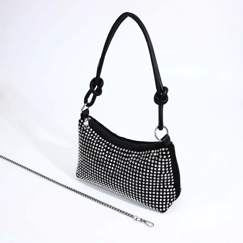 Promoção Bolsa Feminina Transversal Grande de Festa Balada Strass Brilho Presente WT-040 Prata