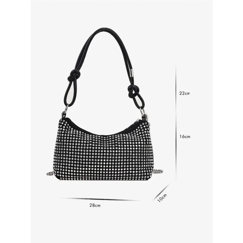 Promoção Bolsa Feminina Transversal Grande de Festa Balada Strass Brilho Presente WT-040 Prata