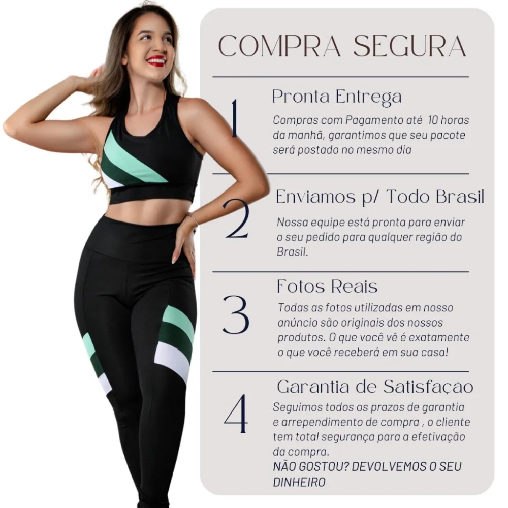 Conjunto Moda Fitness Calça Legging + Top Roupa de Academia P 34/36
