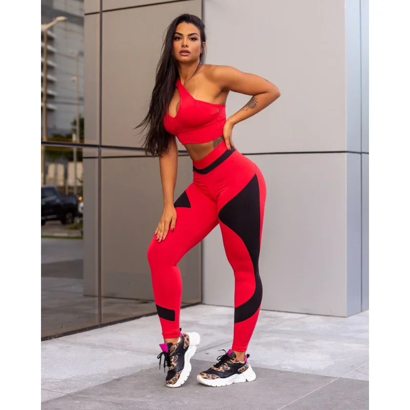 Top conjunto fitness legging academia com bojo Preto com rosa