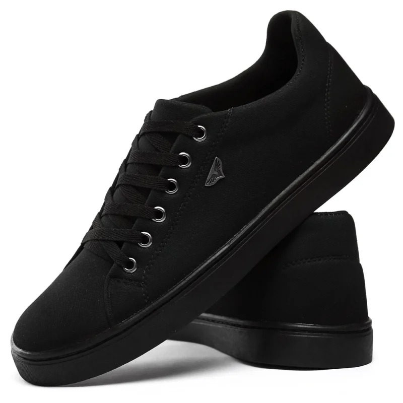 Sapatênis Confortável Miletto Masculino Casual - Preto e Branco PRETO/PRETO