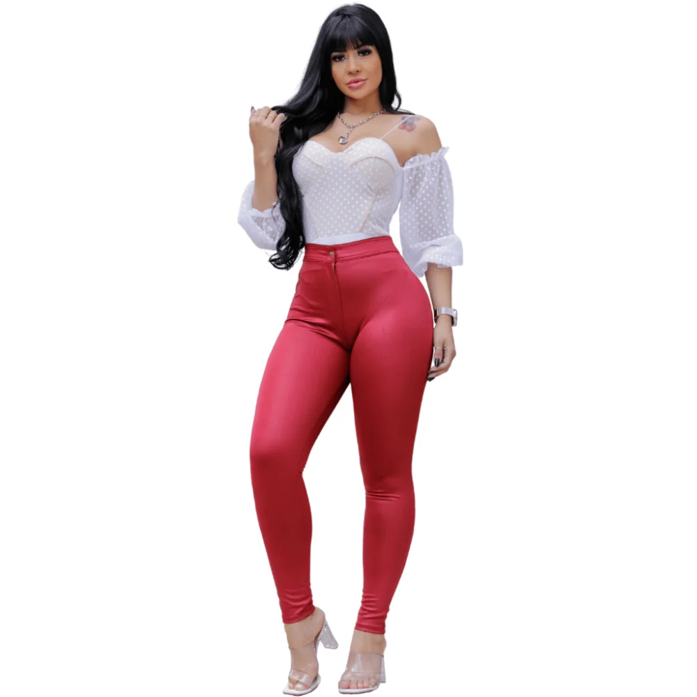 Hot Pants Cintura Alta Disco Cirre - Calça Feminina Levanta Bumbum Vermelha