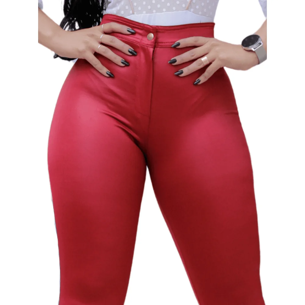 Hot Pants Cintura Alta Disco Cirre - Calça Feminina Levanta Bumbum Vermelha