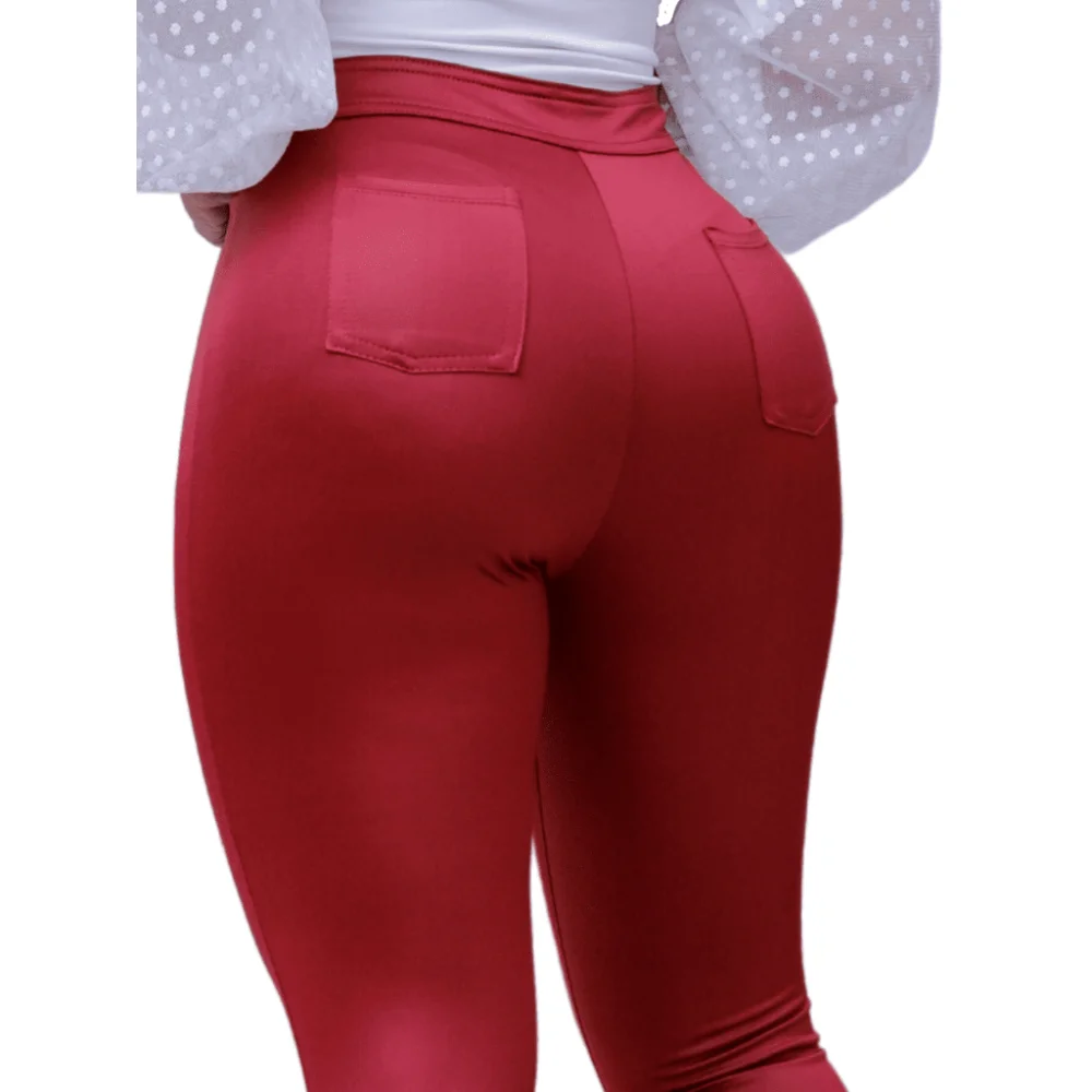 Hot Pants Cintura Alta Disco Cirre - Calça Feminina Levanta Bumbum Vermelha