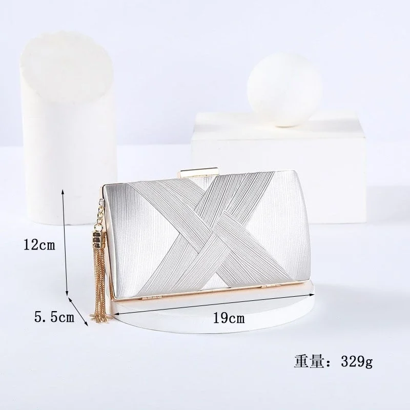 Clutch feminina para festa com alça de corrente SK-6005 Prata