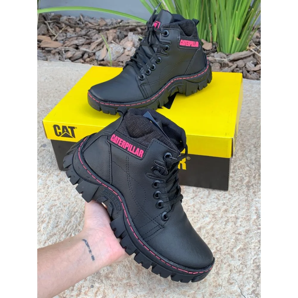 Promoção Bota Adventure Caterpillar Feminina Reforçada em Lona - REF 03 PRETO/PINK