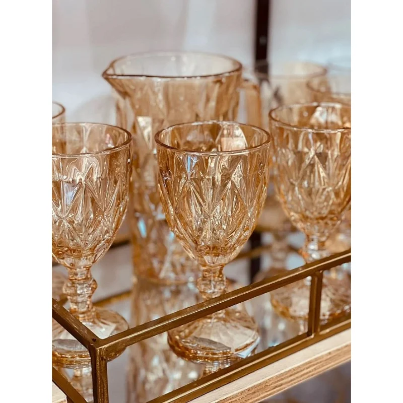 300ml Luster Ambar Diamond Taças 6 Jogo Único