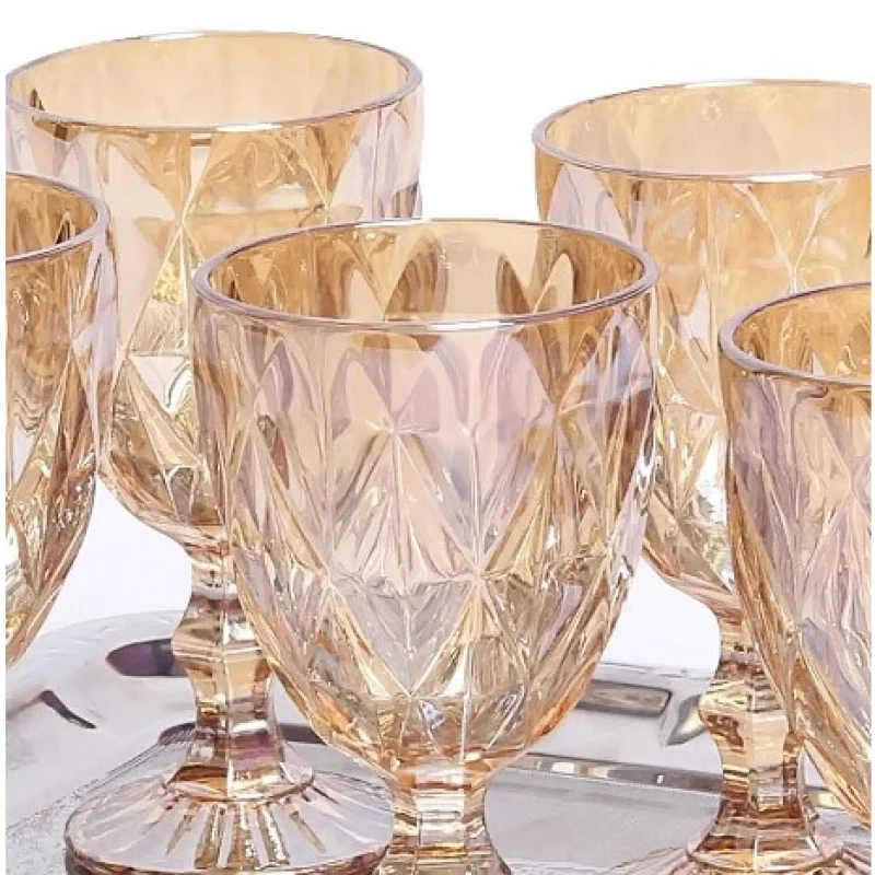 300ml Luster Ambar Diamond Taças 6 Jogo Único