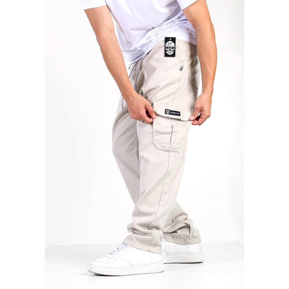 Calça Premium Masculina Cargo Elástica Skatista Jogger Bolso Caramelo