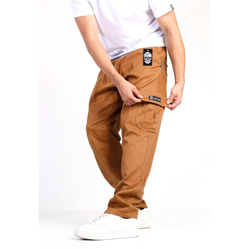 Calça Premium Masculina Cargo Elástica Skatista Jogger Bolso Caramelo