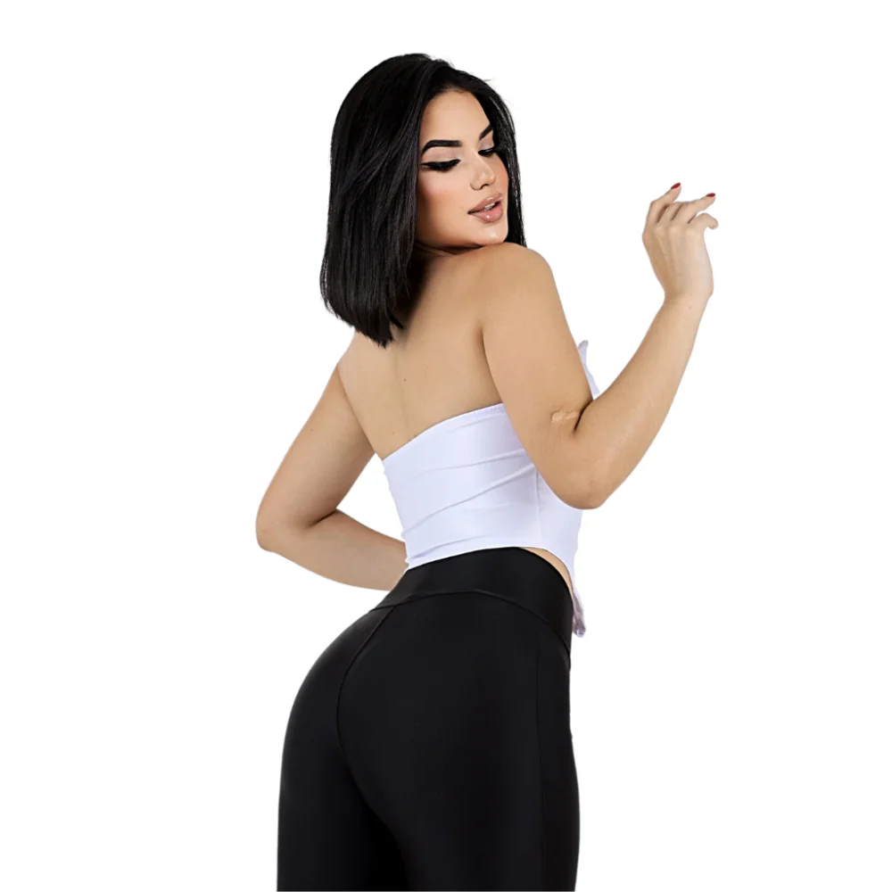 Corset Cropped Feminino Couro Fake Preto Morcego Tomara Que Caia Verde Militar