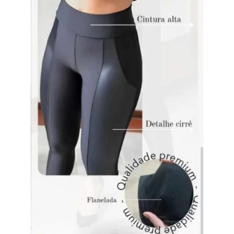 Detalhe Cirrê: Legging Montaria Peluciada Preto