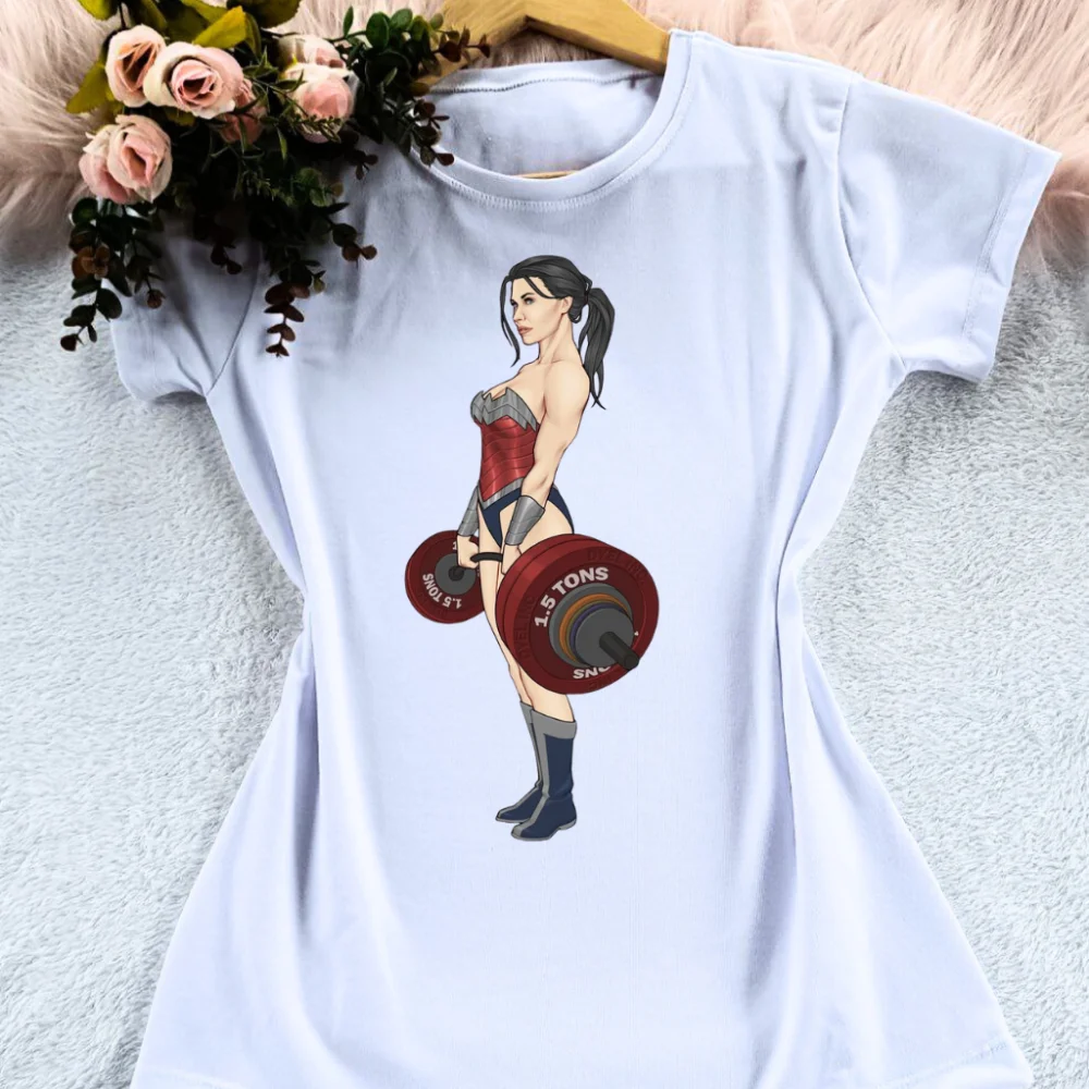 Moda feminina: Blusa t-shirt fitness para academia e atividade física 271-branca- mulher no crossfit