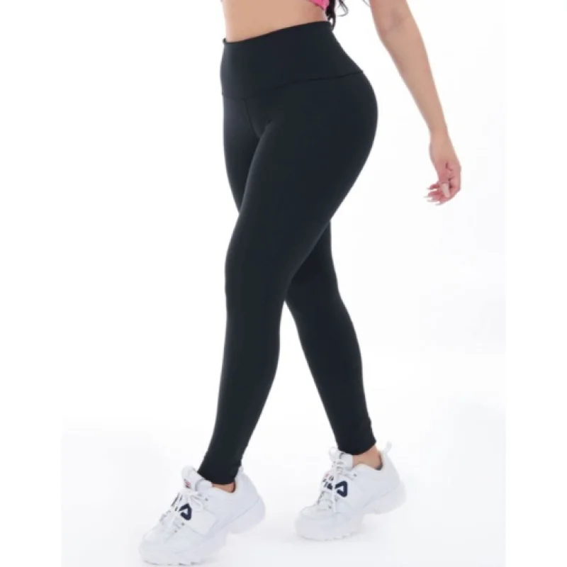 Legging Estampada Preta em Suplex - Ideal para Academia, Caminhada e Prática de Esportes P