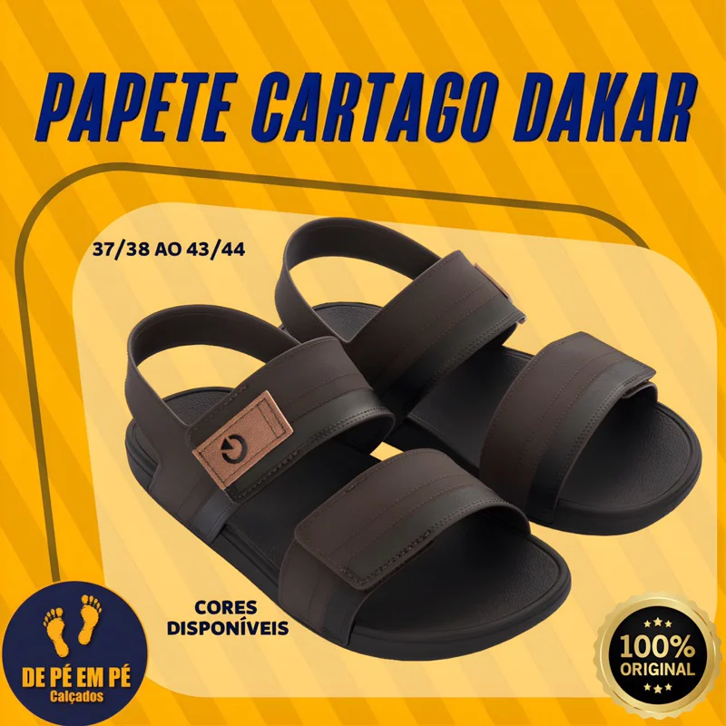 Super Confortável Sandália Masculina Papete Cartago Dakar MARROM/MARROM/CASTOR