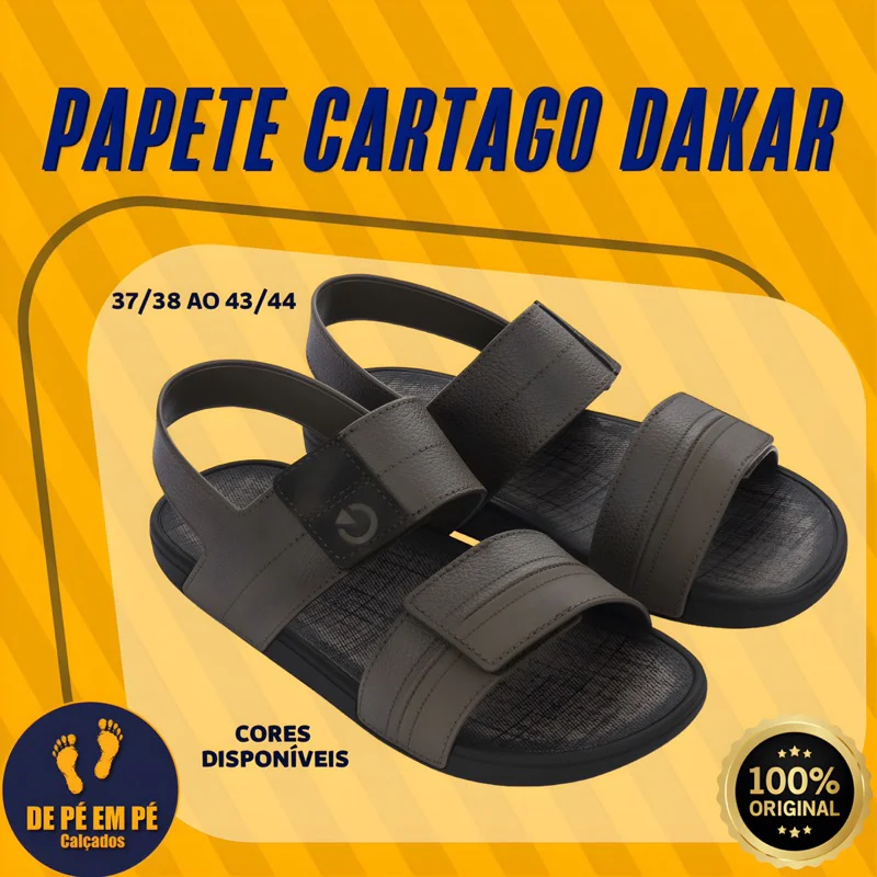 Super Confortável Sandália Masculina Papete Cartago Dakar MARROM/MARROM/CASTOR