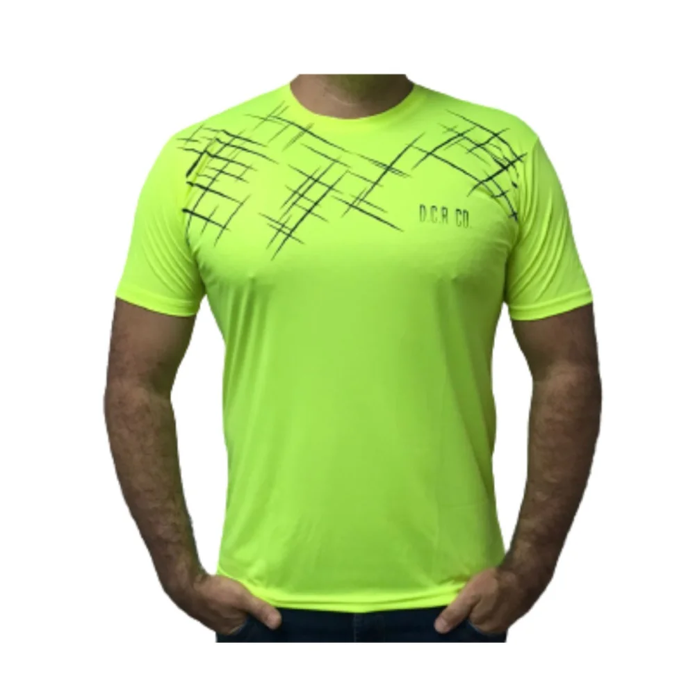 Fitness Camiseta Masculina Dry Fit Estampada Academia Amarelo Riscos