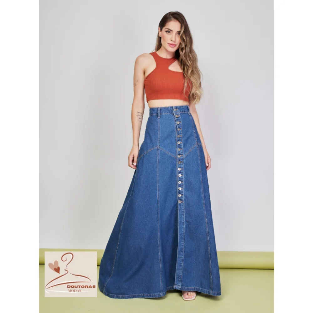 Longa Saia Jeans BP5275 - Compre Online na Raryel Claro