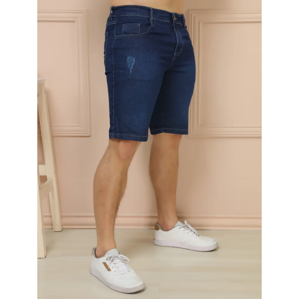 Bermuda Elastano Masculina Jeans#494 Azul