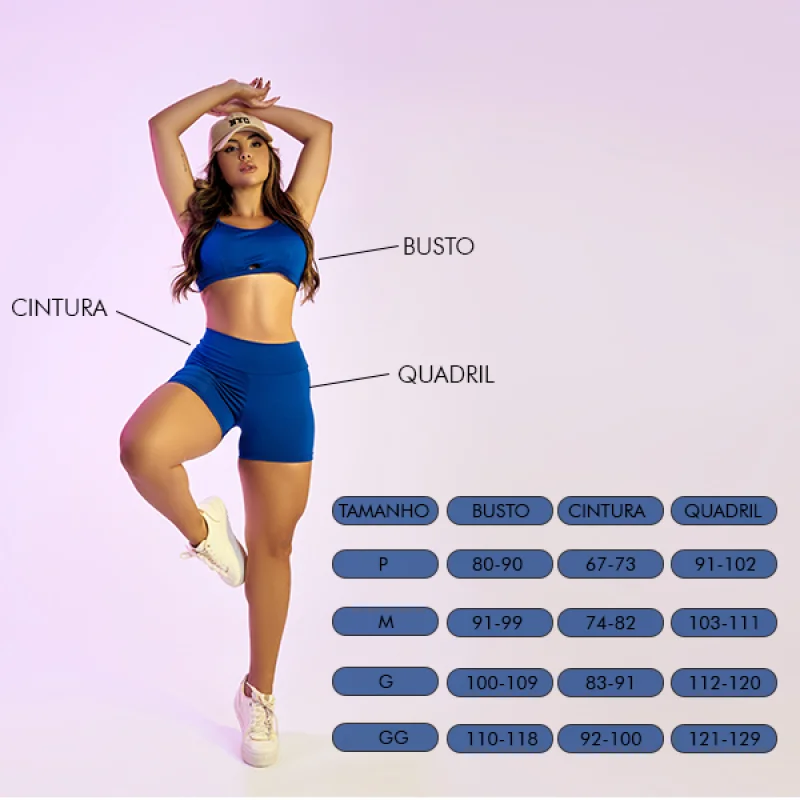Blush Conjunto Fitness Feminino Alcinha Cintura Alta Curto Blush