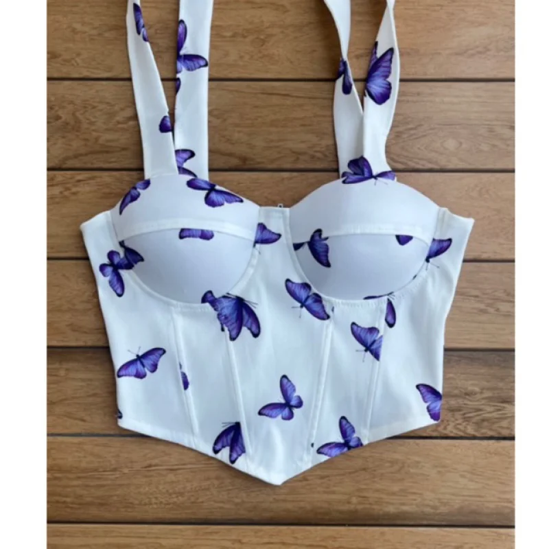 Corset com bojo floral onça amarrar no ombro, colorido e candy colors 5-bolinha candy