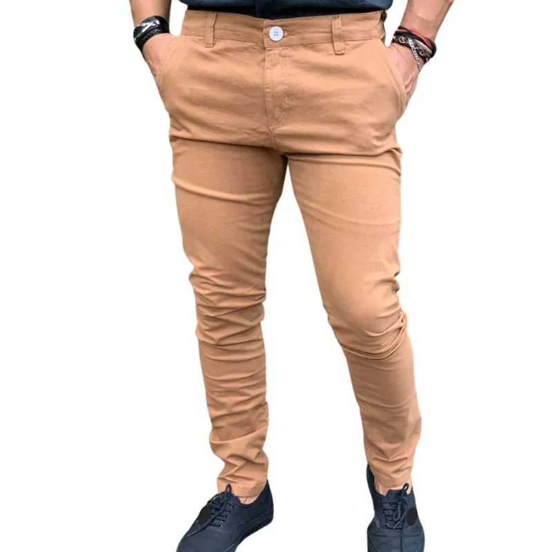 Calça Premium Masculina Skinny Sarja Sport Fino com Bolso Embutido e Lycra Branco