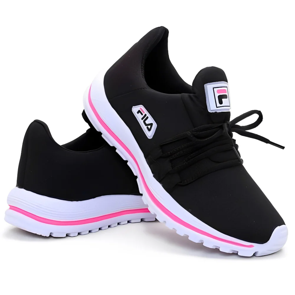Confortável Tênis Corrida Feminino Masculino F1 Academia Caminhada PRETO/PRETO/PINK