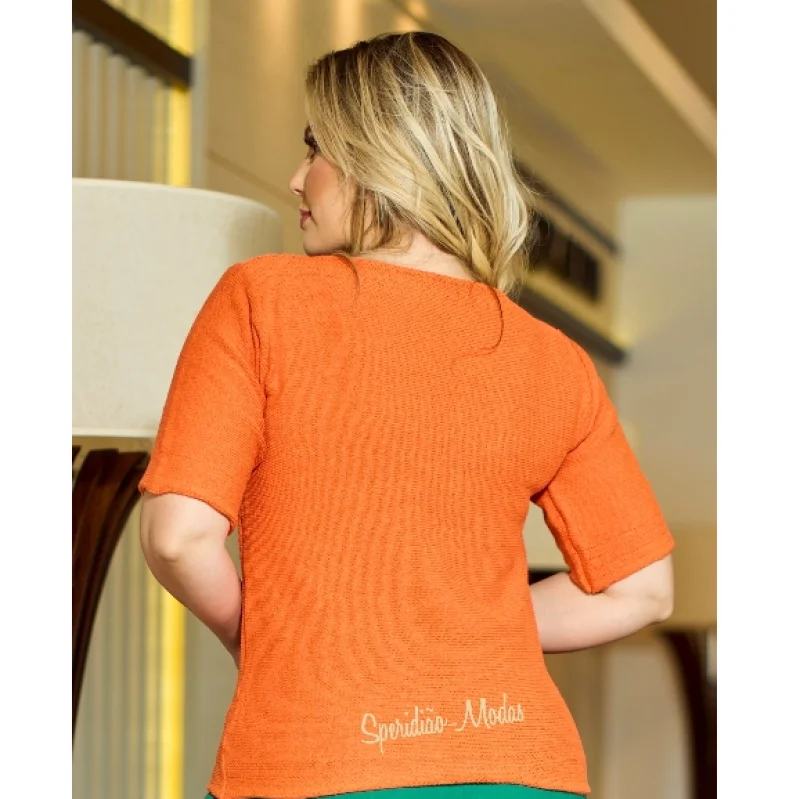 Tricô Manga Curta Blusa C/Elastano Roxo