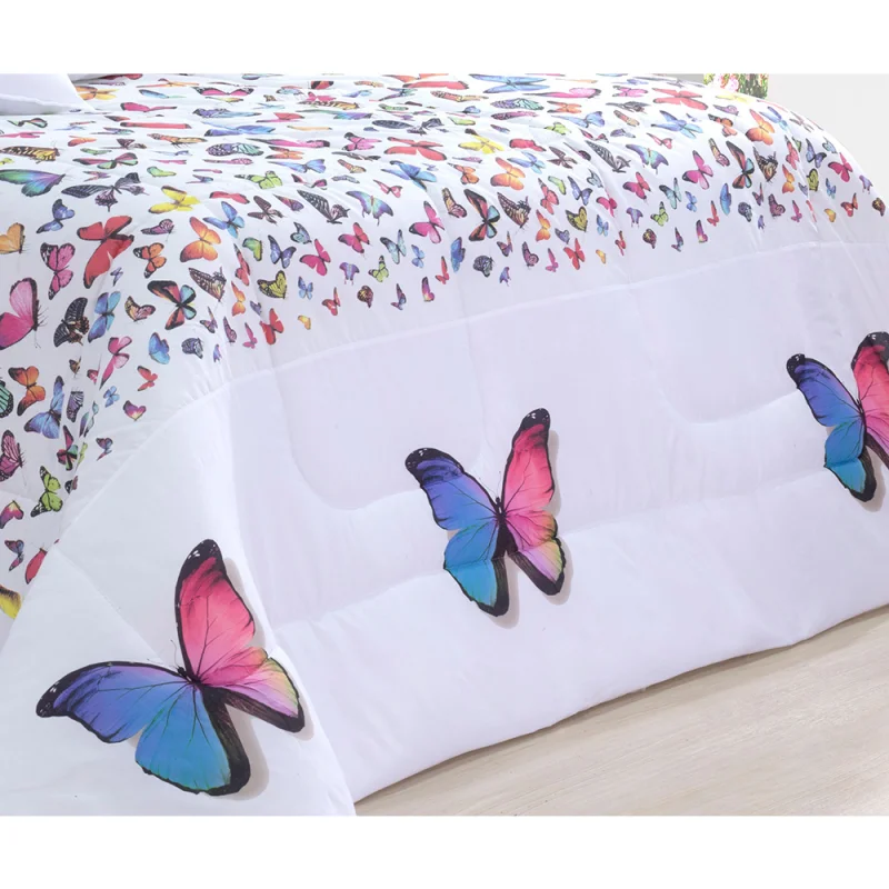Edredom Luxo Percal Casal Queem Borboletas - Presente Otimo Único