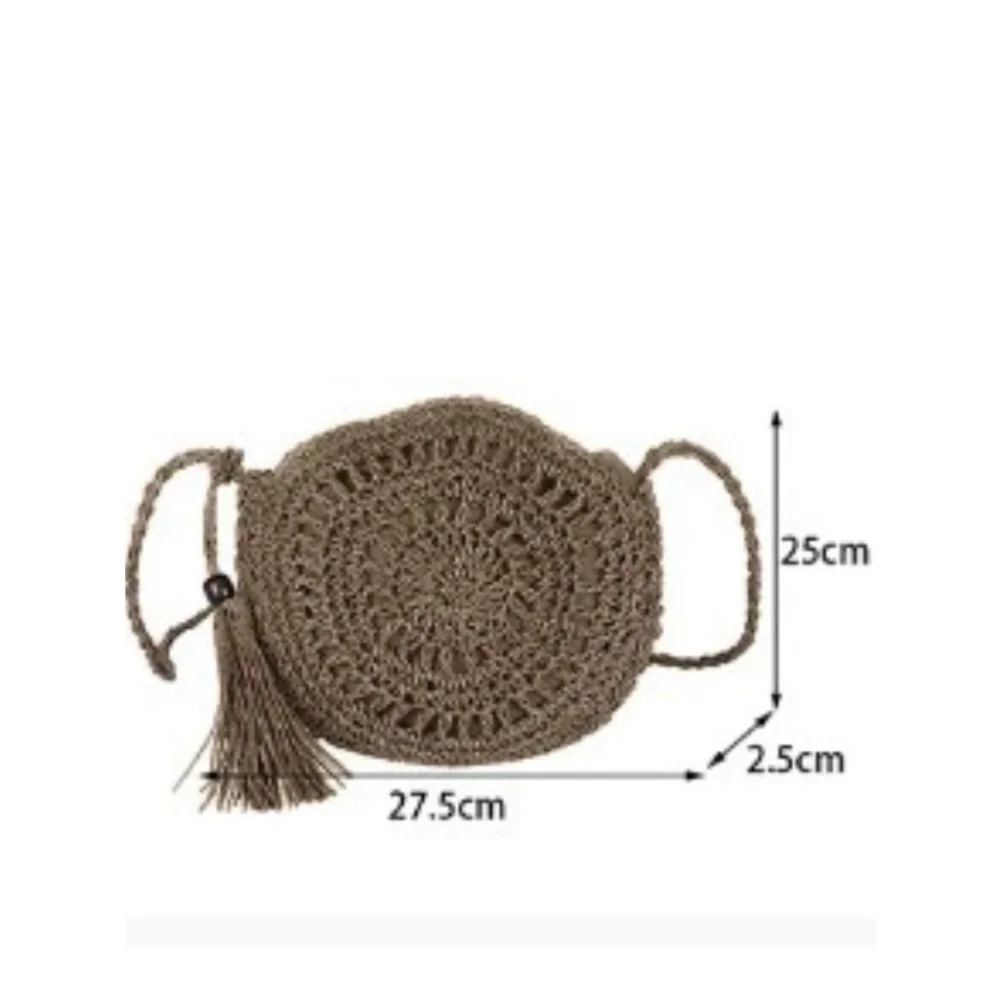 Bolsa Redonda de Palha Mayara com Alça de Ombro - Ref-4239 Marrom