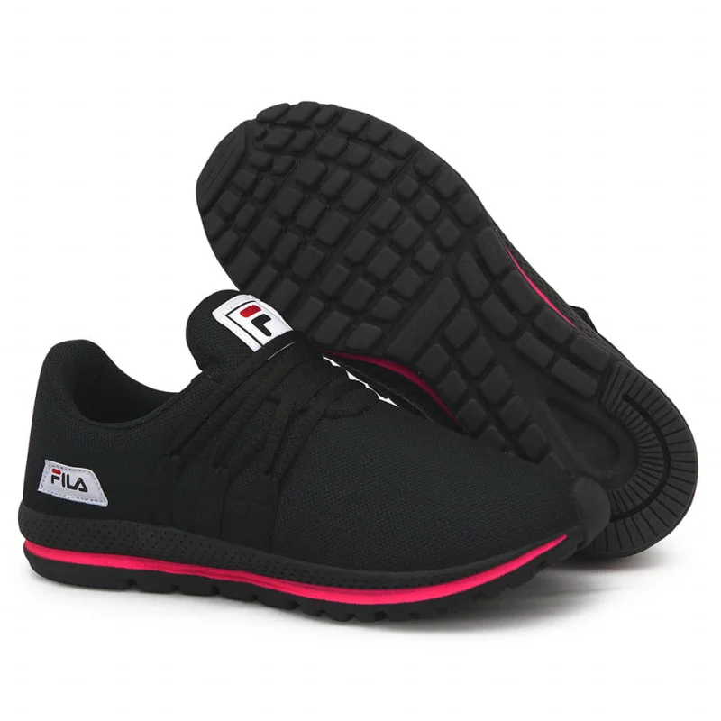 Confortável Tênis Corrida Feminino Masculino F1 Academia Caminhada PRETO/PRETO/PINK