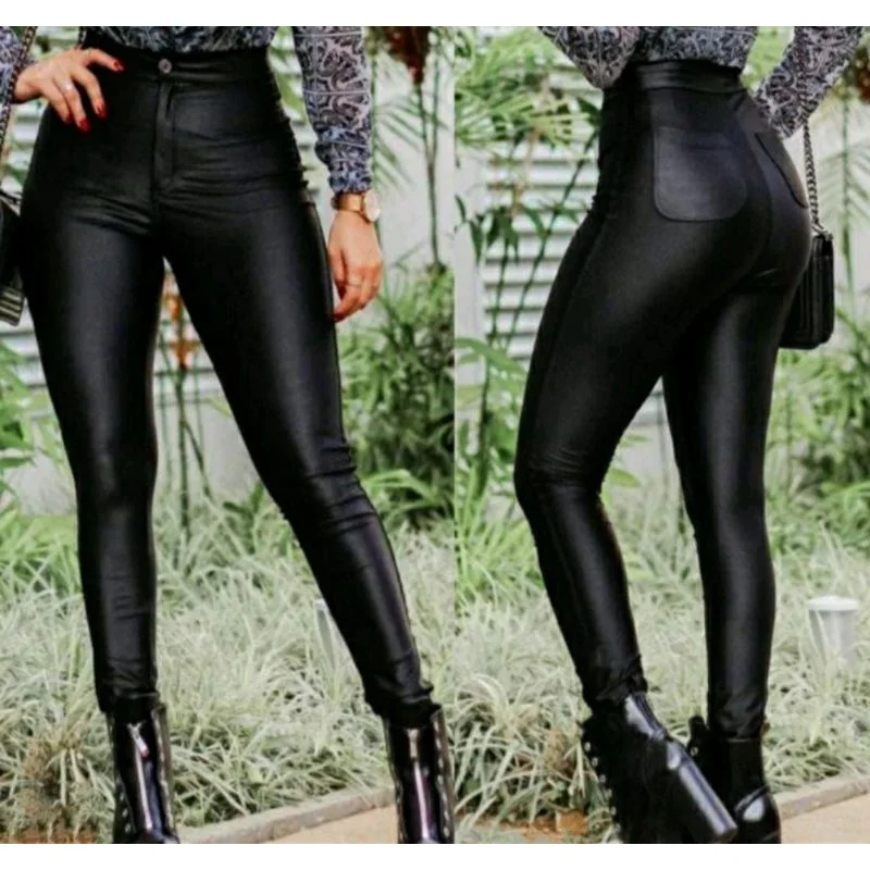 Couro fake calça disco Verde