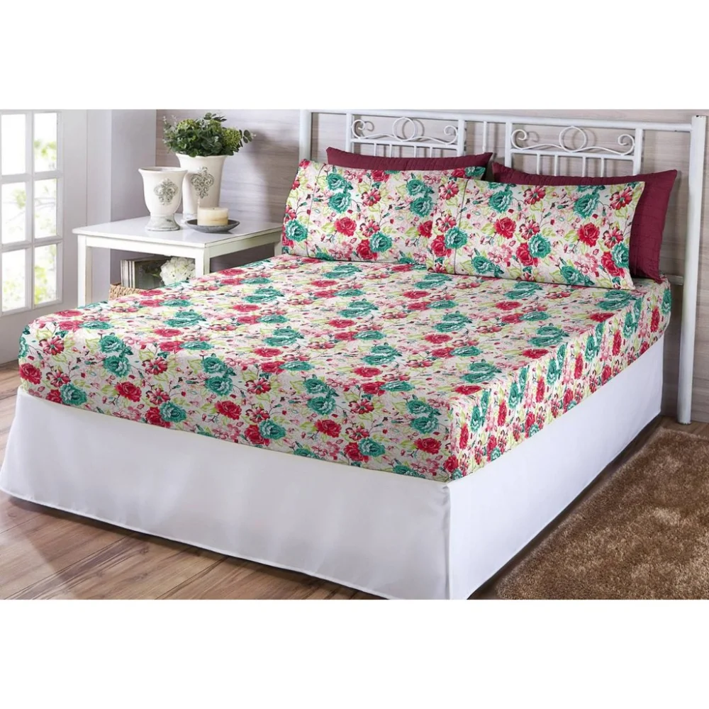 Lençol King 03 Peças Estampas Sortidas - Microfibra com Elástico Único