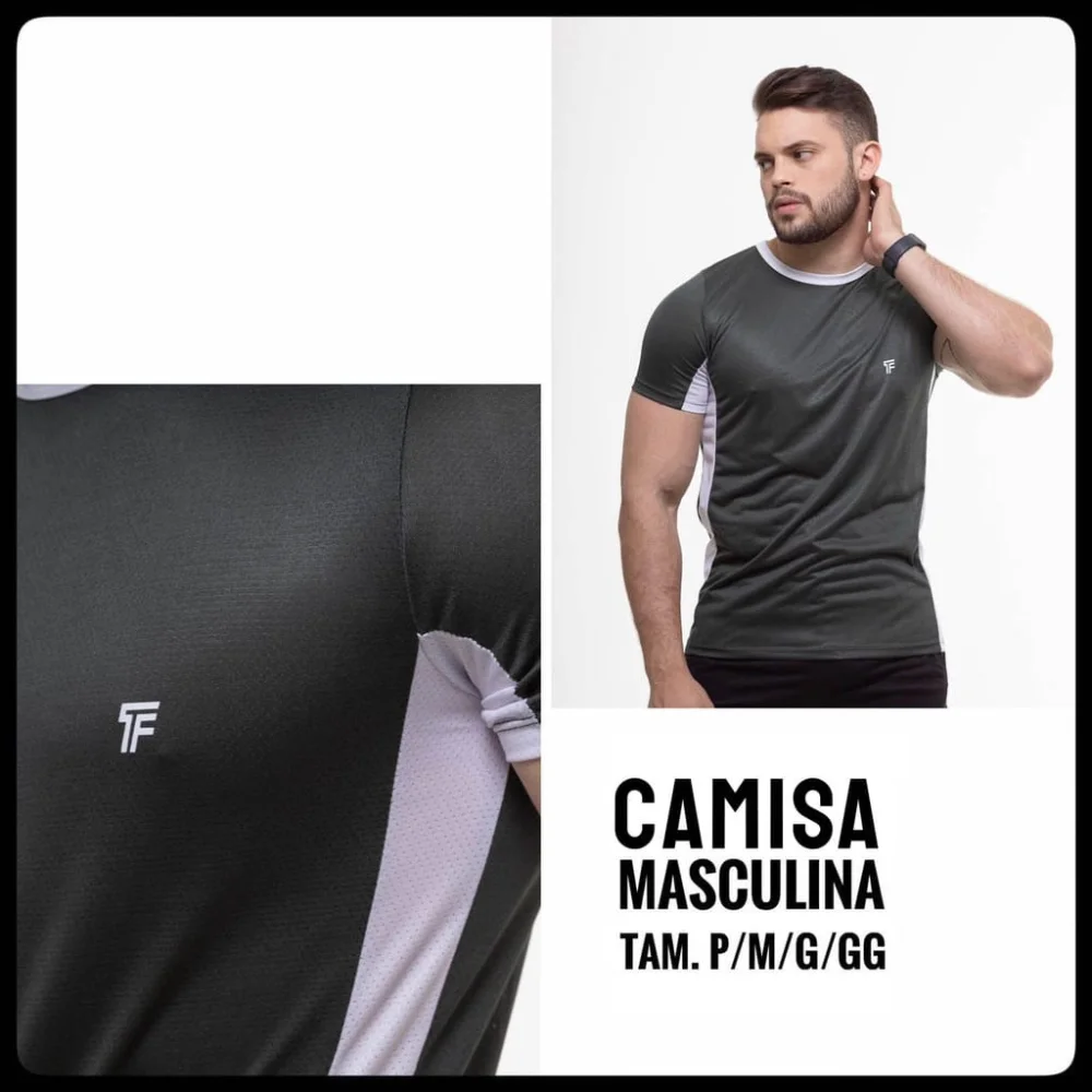 Blusa Leve Camiseta Masculina Fitness Treino Academia Faixa Lateral Verde Militar
