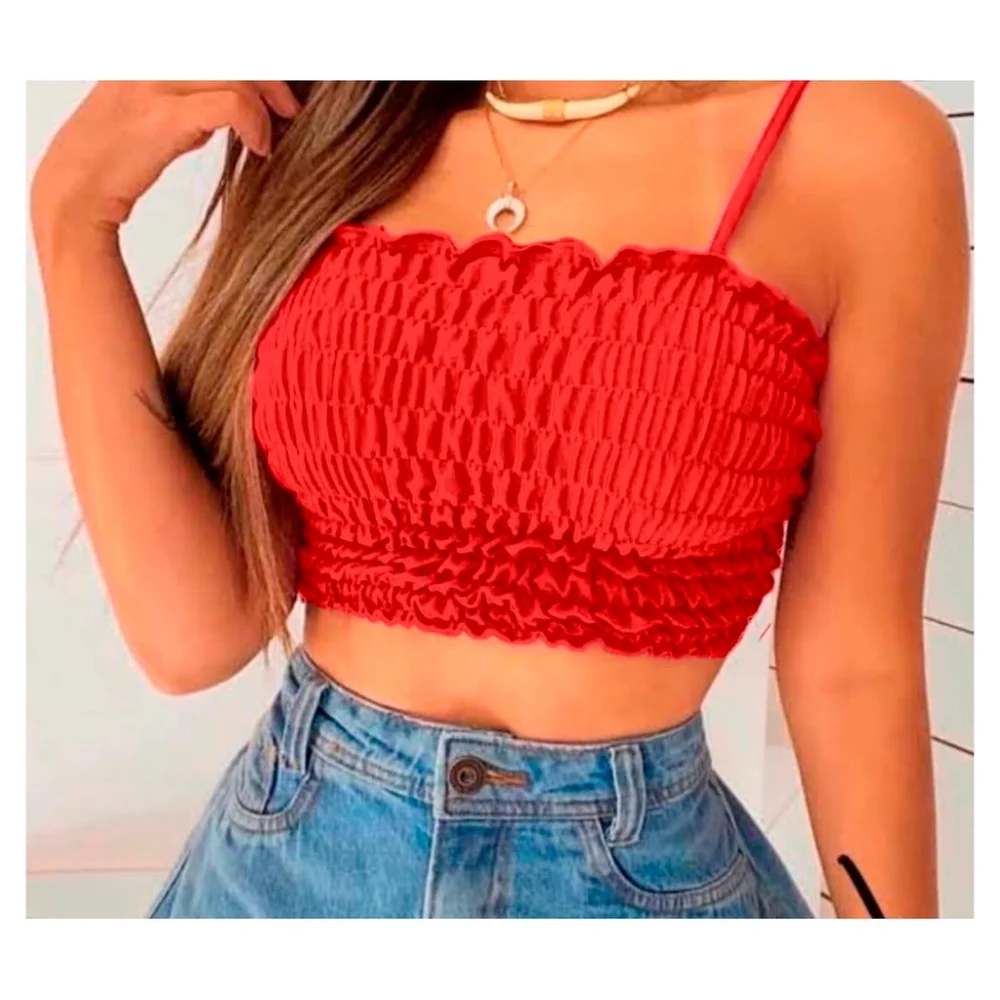 Tendência Feminina: Cropped Lastex com Alcinha Ajustável de Laço Branco