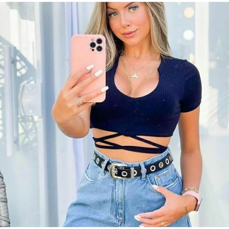 Nova tendência: cropped canelado com amarração - Moda blogueira Verde água