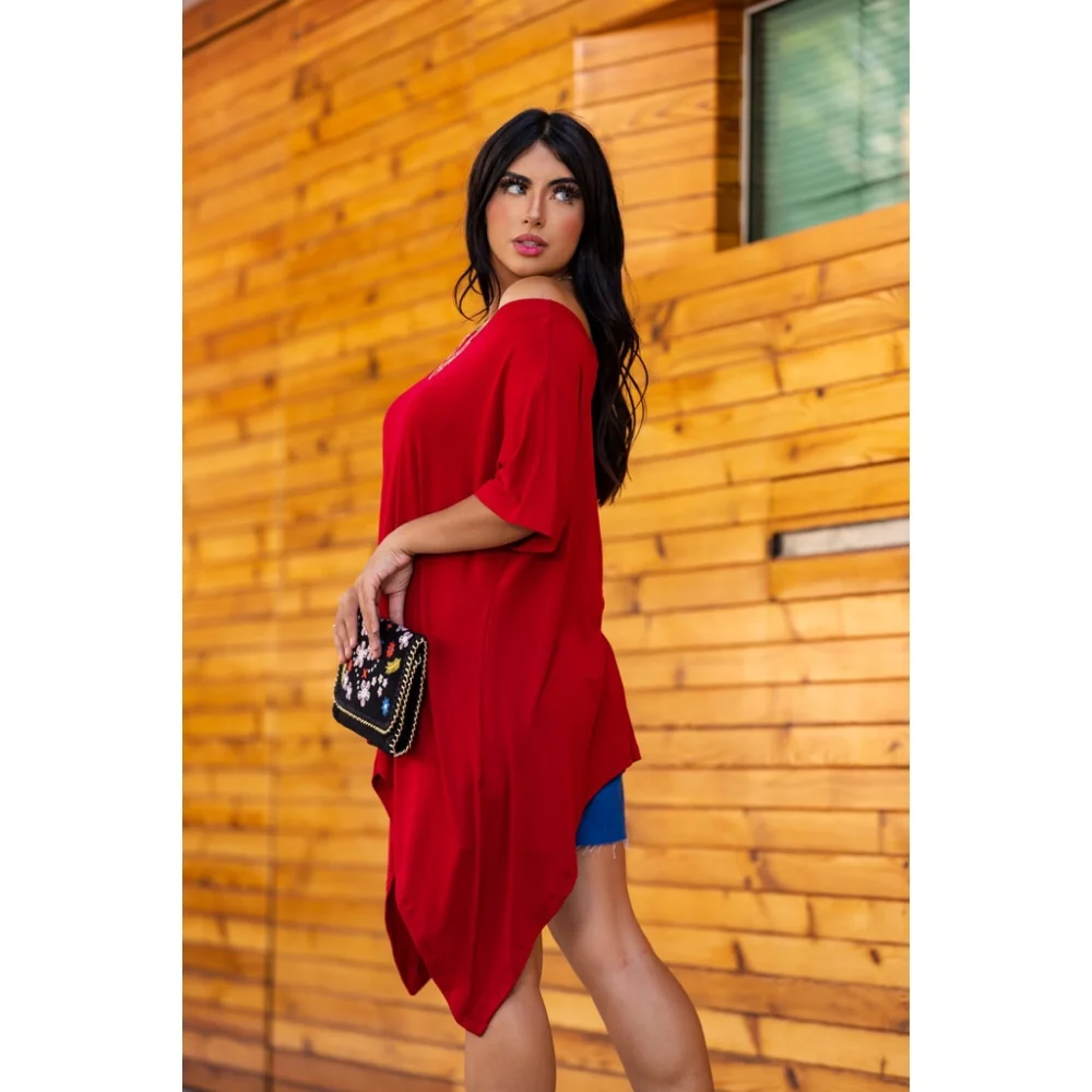 Manga Curta Blusa Feminina Vest Legging Charmosa Com Ponta Bordô