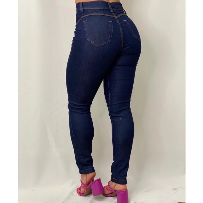 Lycra Premium Skinny Calça Jeans Feminina Mon CALÇA FEM AZUL SKINNY