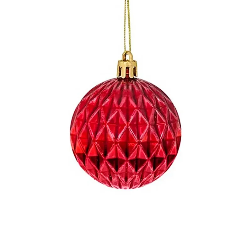 Casambiente - Bolas Geométricas Vermelhas Brilhantes Natal056 Único