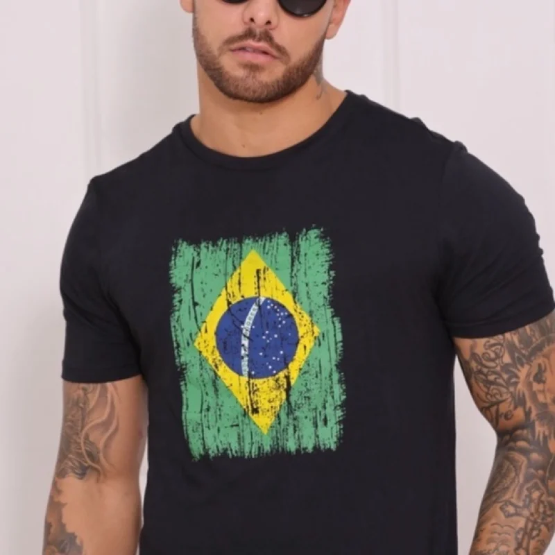 Camiseta Premium Masculina Brasil Seleção Brasileira 100% Algodão GG