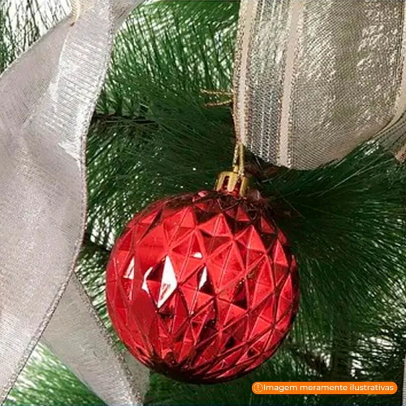 Casambiente - Bolas Geométricas Vermelhas Brilhantes Natal056 Único