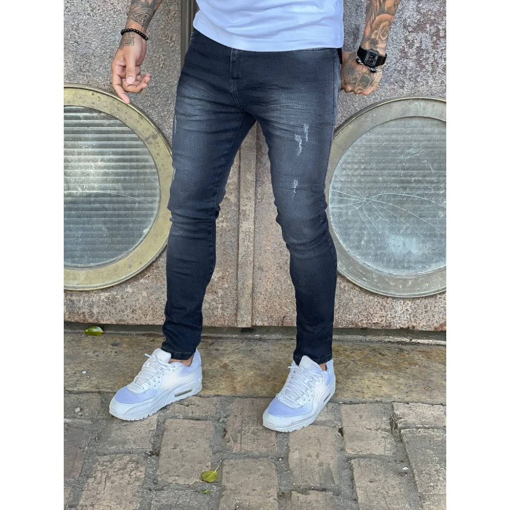 Calça Skinny Masculina Preta - Direto de Fábrica PRETA RISCADA