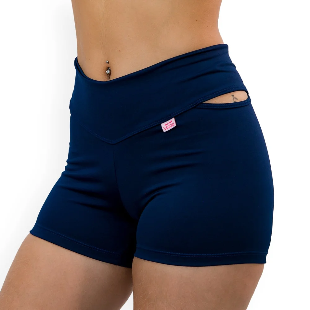 Shorts Feminino Fitness Vazado na Lateral - Diversas Cores Coral