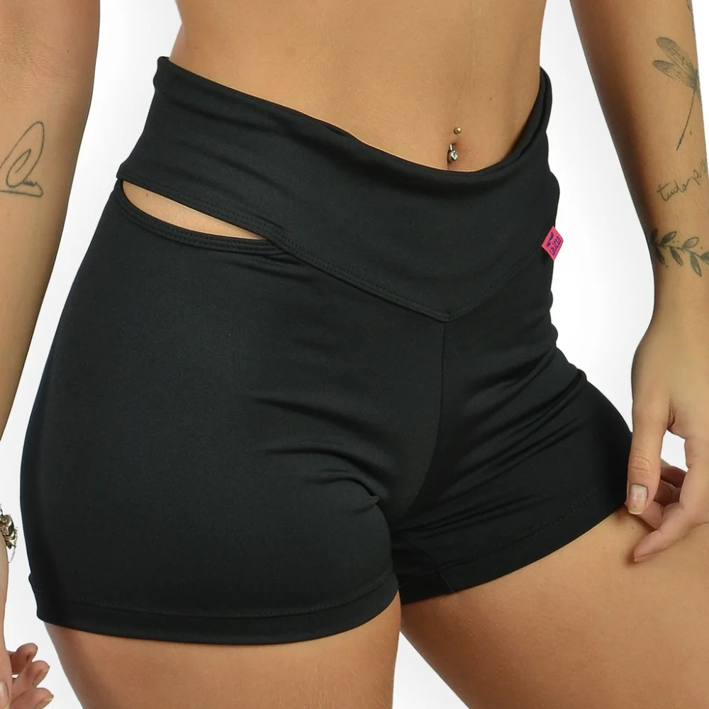 Shorts Feminino Fitness Vazado na Lateral - Diversas Cores Coral