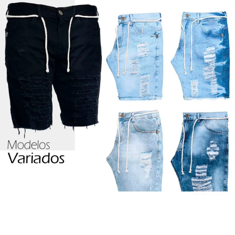 Bermuda Rasgada Jeans Masculina - Primavera/Verão JEANS MARMORIZADA